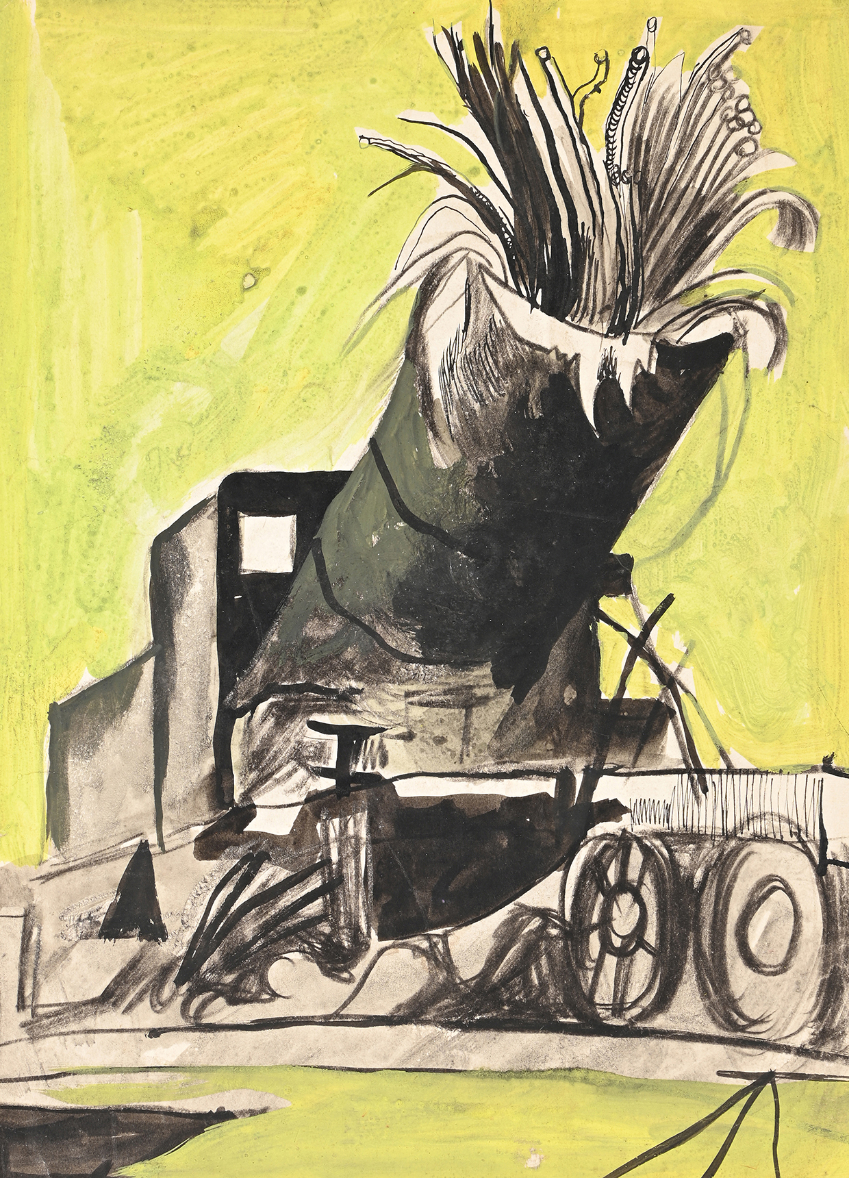 Inline Image - Lot 23: λ Graham Sutherland (British 1903-1980), 'Trappes - Wrecked Locomotive', Watercolour, ink and charcoal | Est. £4,000-6,000 (+ fees)