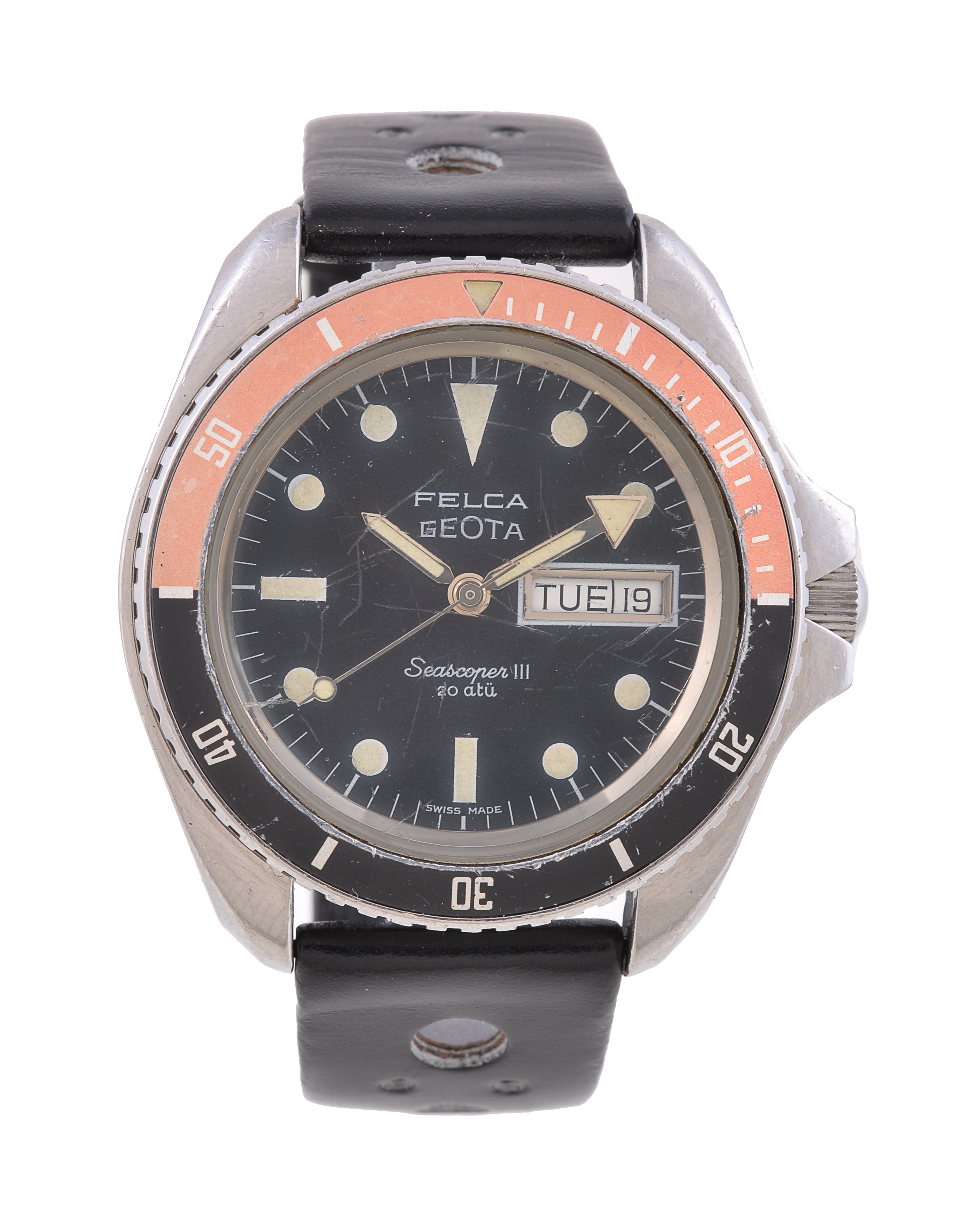 Felca, Geota, Seascoper III, stainless steel wrist watch, no. 8113, circa 1970s