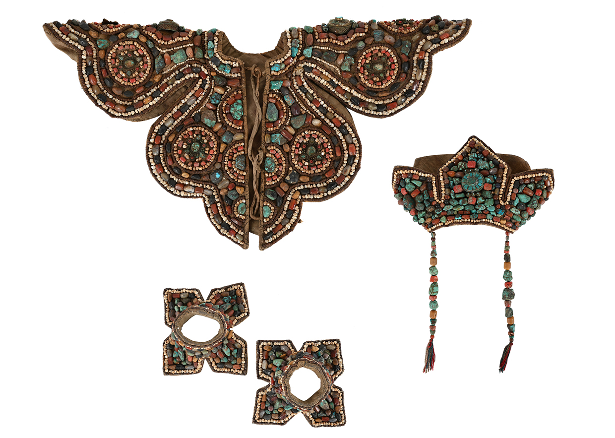 Himalayan Ceremonial Headdress, Collar and Cuffs.jpg