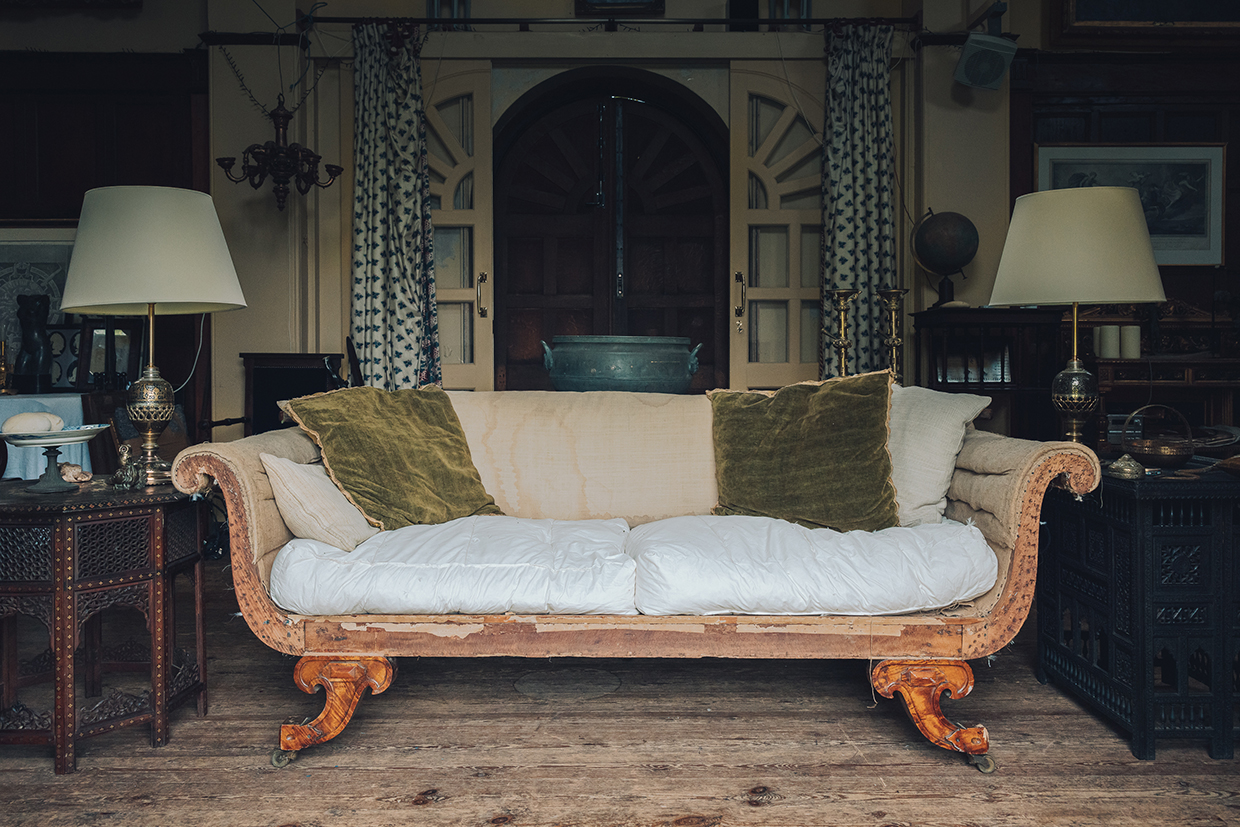 Guy Tobin Interiors - Victorian satin maple sofa in the ‘Jacobethian’ style, designed by the English architect E.M Barry for the Damask Room at Crewe Hall.jpg
