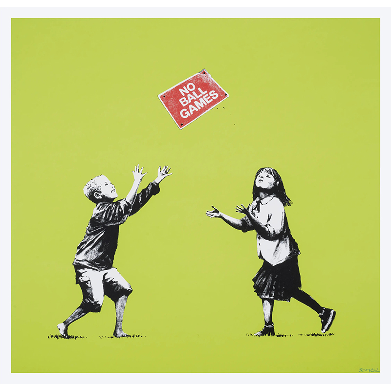 λ Banksy (b.1974), 'No Ball Games (Green) (Signed)', Screenprint in colours, 2009, signed in green crayon, numbered from the edition of 250 in pencil