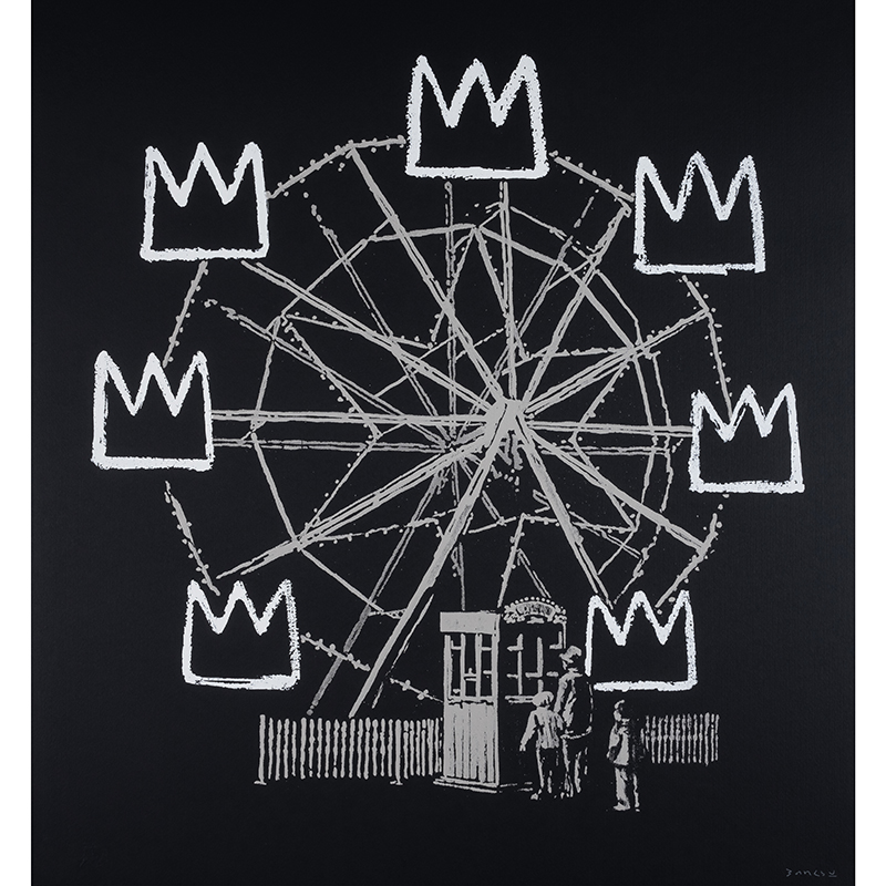 λ Banksy (b.1974), 'Banksquiat (Black) (Signed)', Screenprint in colours, 2019, signed in white crayon, numbered from the edition of 300