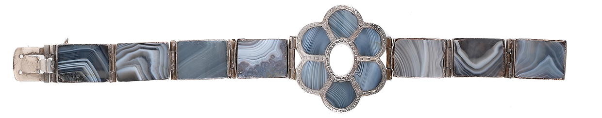 Lot 29 - A Victorian Scottish silver montrose agate bracelet.jpg