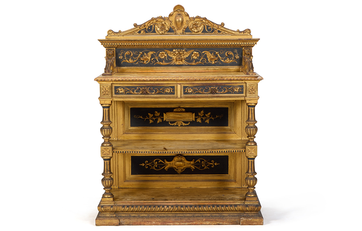 Lot 153 - A North Italian carved giltwood and polychrome painted buffet, by Gaetano Gosi (1835-92) and Angelo Querci (1838-Circa 1900), Siena, circa 1860.jpg