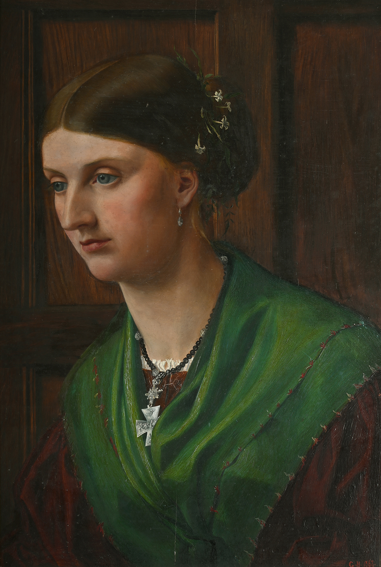 Inline Image - Lot 238: George Howard (British 1843 - 1911), 'Portrait of Rosalind, the artist's wife', Oil on board | Est. £2,000-3,000 (+ fees)