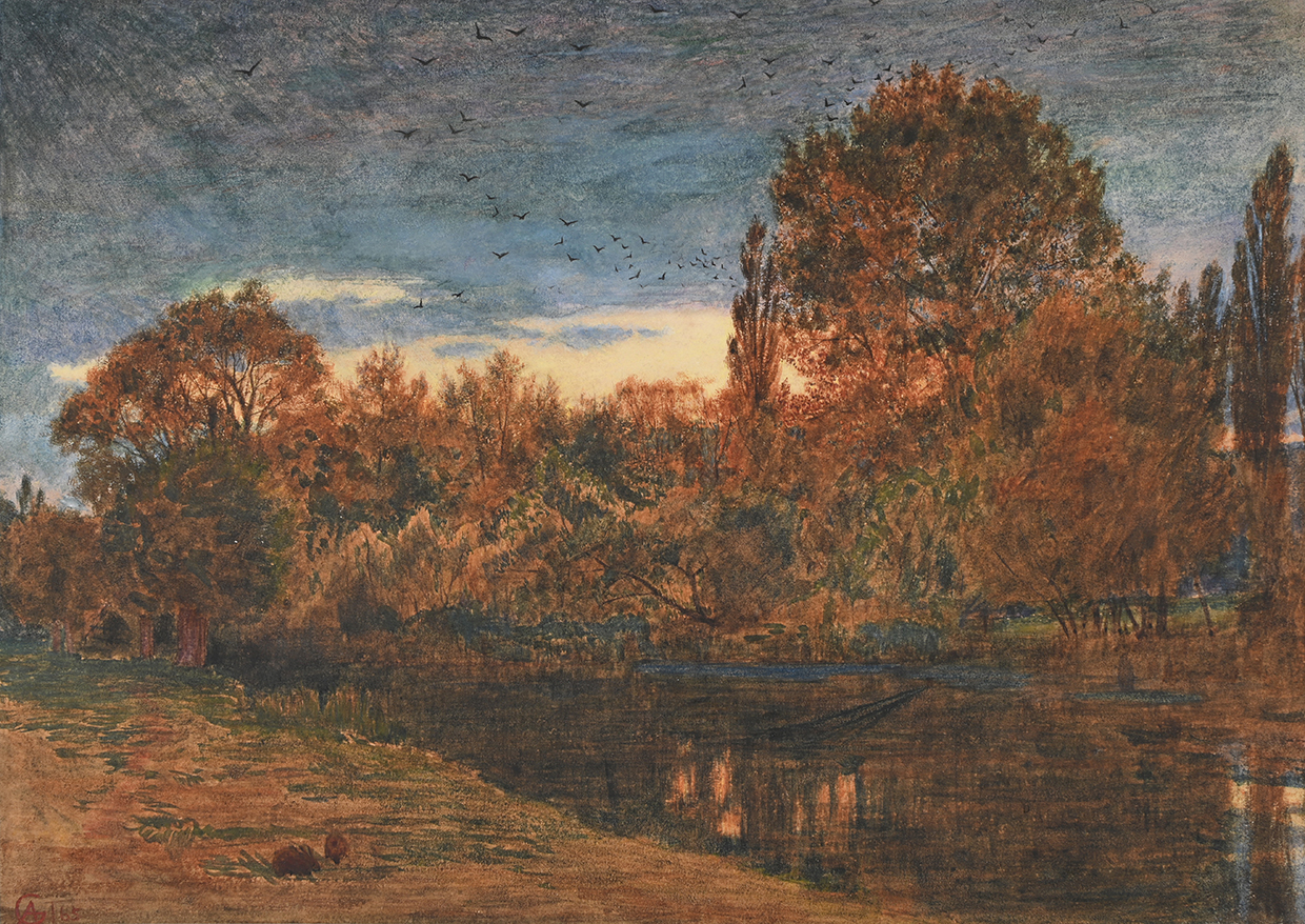 Lot 153 - Albert Goodwin (British 1845-1932), 'Sunset Through Woodland'.jpg