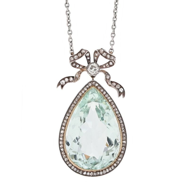 Fabergé, An Early 20th Century Aquamarine and Diamond Pendant