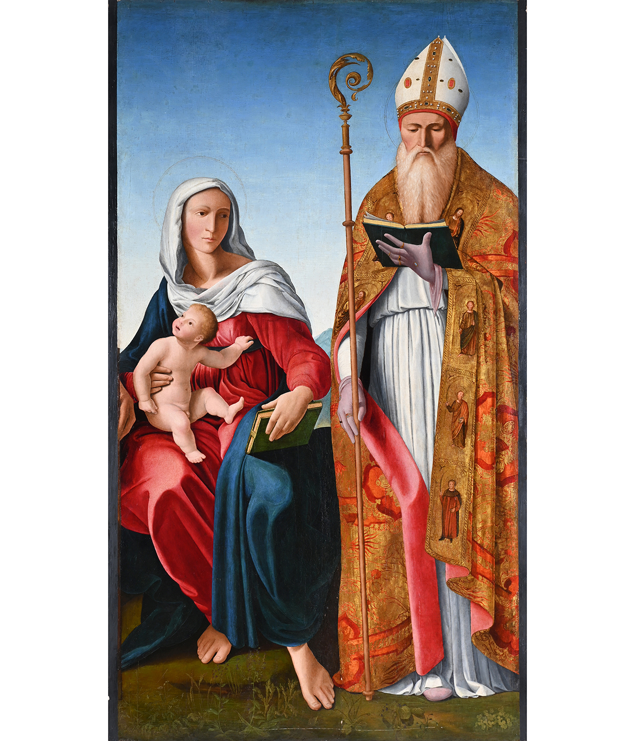 Inline Image - Lot 15: Francesco Marmitta (Italian 1464-1505), 'Madonna and Child with a Holy Bishop', Oil on panel | Est. £40,000-60,000 (+ fees)