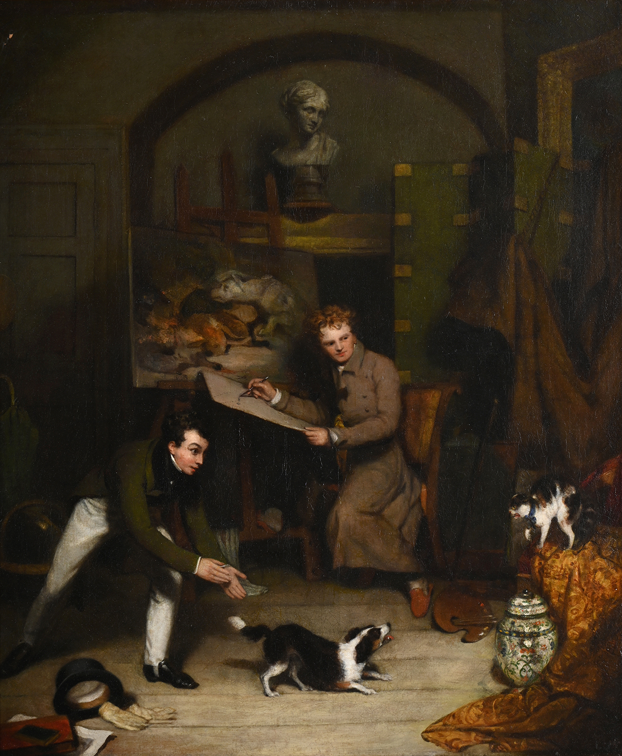 Inline Image - Lot 103: John Hayter (British 1800-1891), 'Interior of a Painter's Study - Edwin Landseer (1802-1873) at his easel', Oil on canvas | Est. £15,000-25,000 (+ fees)