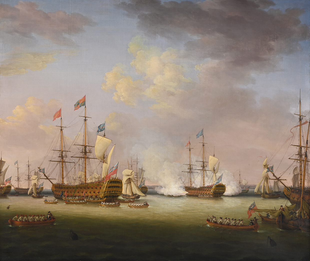 Lot 349 - Richard Paton (British 1717-1791), 'The Review of the British Fleet at Spithead by King George III'.jpg