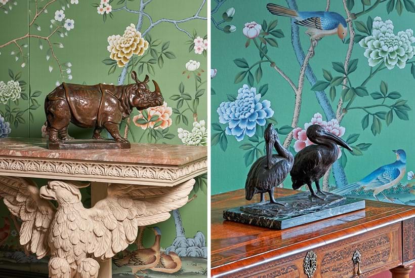 Inline Image - Lot 155: A large animalier bronze of a rhino, probably Rome, 19th century, Est. £4,000-6,000 (+ fees) | Lot 529: Giovanni Battista Ricci (1891-1956), an animalier bronze of a pair of pelicans, mid 20th century, Est. £2,000-3,000 (+ fees)