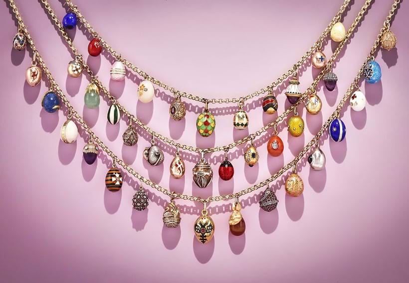 Inline Image - Lot 106: An enamel and gem set egg pendant necklace, including by workmasters Fedor Afanasiev and August Hollming, circa 1890-1910 and later | Est. £20,000-30,000 (+ fees)