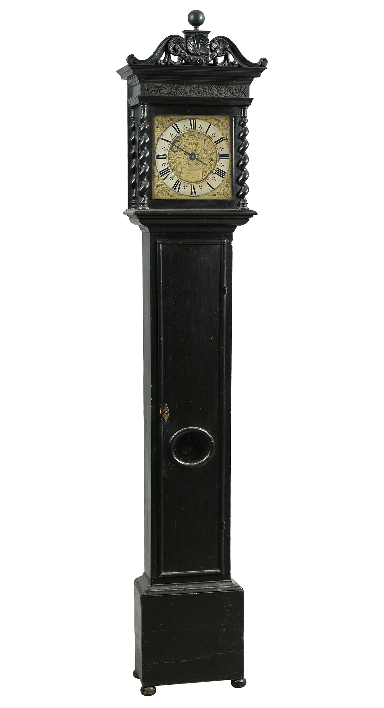 Inline Image - Lot 201: A fine and rare Charles II ebonised thirty-hour longcase clock, Charles Gretton, London, circa 1680 | Est. £6,000-8,000 (+ fees)