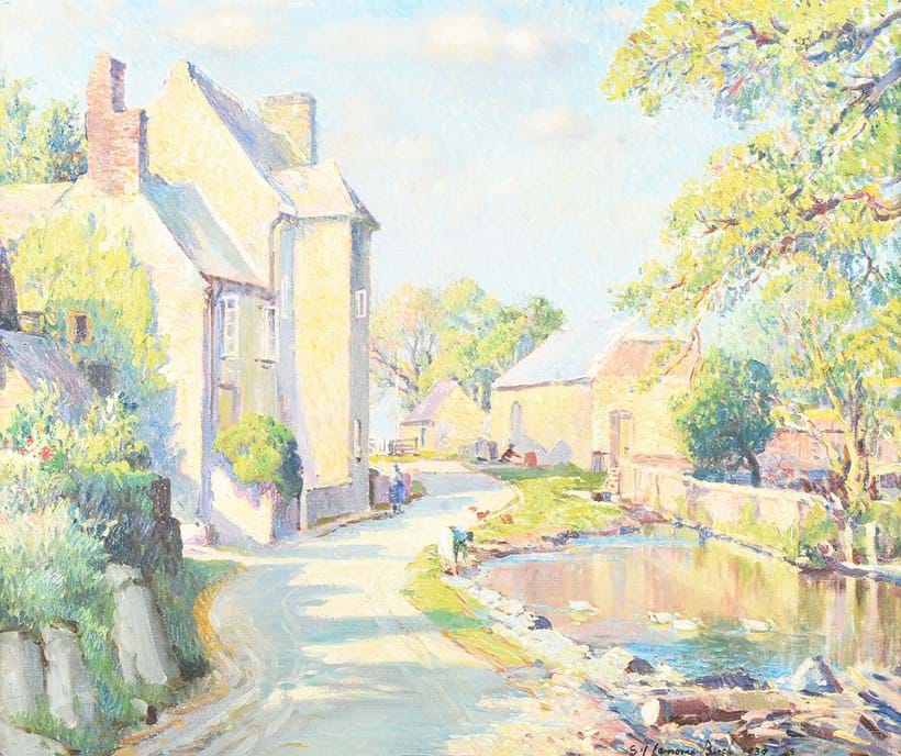 Inline Image - Lot 26: λ Samuel John Lamorna Birch (British 1869-1955), 'The Post Office, Lamorna', Oil on canvas | Est. £4,000-6,000 (+ fees)