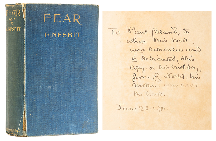 Nesbit (E.), ‘Fear’, first edition, the dedication copy signed presentation from the author to he.jpg