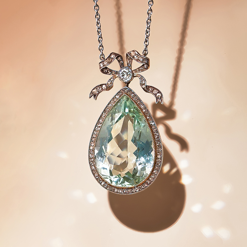 Fabergé, an early 20th century aquamarine and diamond pendant st. Petersburg, circa 1912