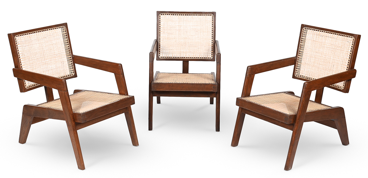 Lot 144 - Modern Design and Decorative Art  - three lounge chairs by Pierre Jeanneret.jpg