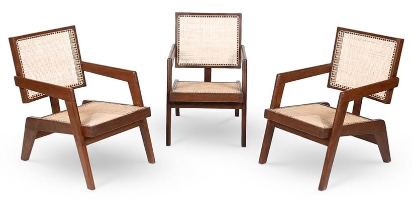Inline Image - Lot 144: Pierre Jeanneret (Swiss, 1896-1967), three lounge chairs, circa 1960 | Est. £8,000-12,000 (+ fees)