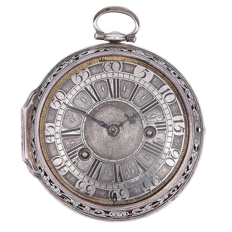 A fine and Queen Anne verge hour striking clock-watch with champleve dial Charles Gretton, London, circa 1707