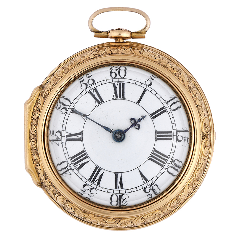 A very fine George I gold repousse pair-cased pocket watch with cylinder escapement George Graham, London, number 5438, 1732