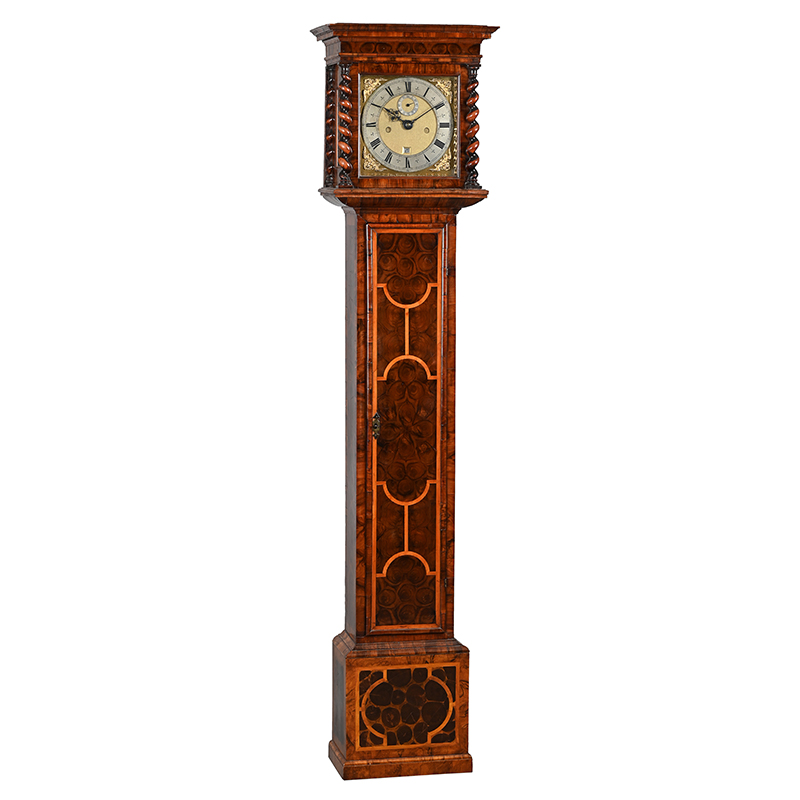 A fine and rare Charles II olivewood oyster veneered small longcase clock of one month duration Thomas Tompion, London, no. 136 circa 1688/89