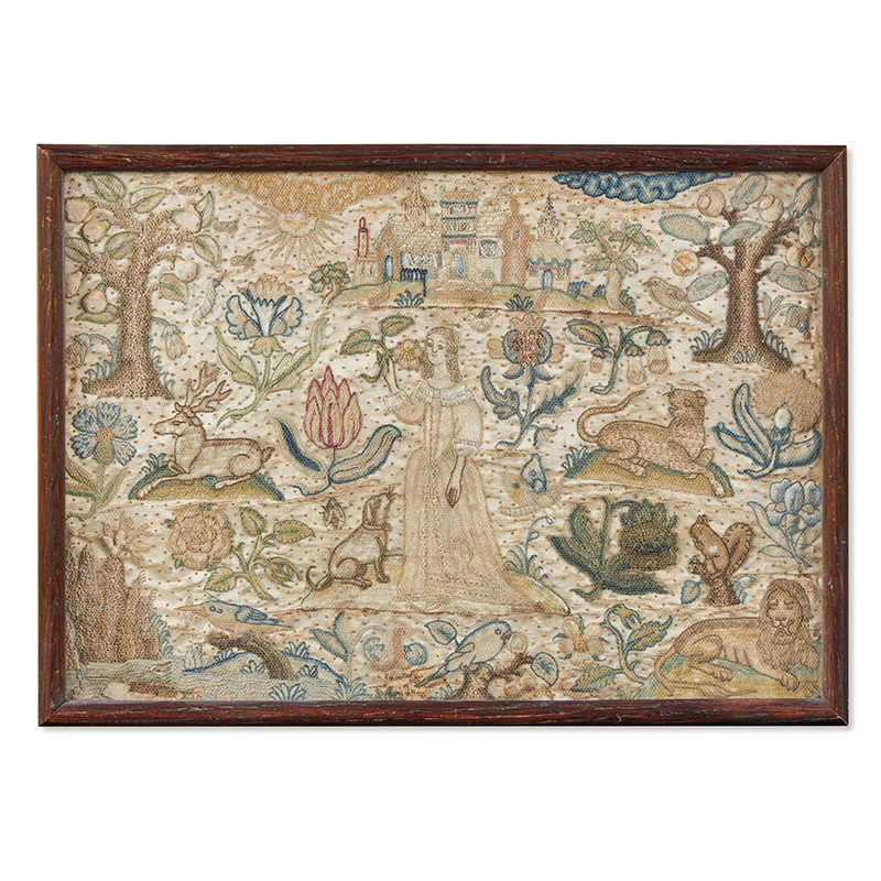 A Charles I needlework picture emblematic of Fidelity circa 1641 