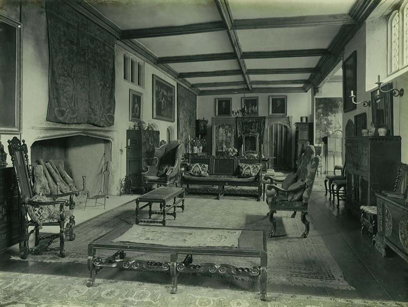 Inline Image - The Drawing Room at Nymans in 1932 | At the back on the far right can be seen an Italian walnut and marquetry cabinet which was given by Oliver Messel to Flaxley Abbey in 1960, as part of his commission to renovate the interiors | Image taken by Country Life and supplied by National Trust