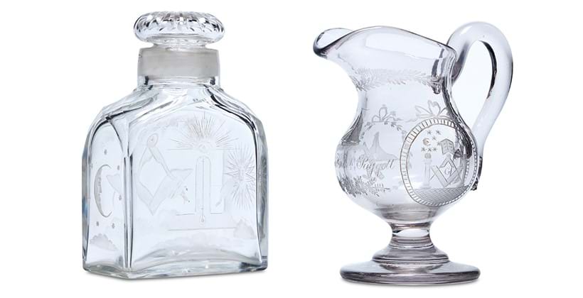 Inline Image - Two pieces of Masonic glass, various dates 19th century | Supplied by Oliver Messel from 104 Lancaster Gate