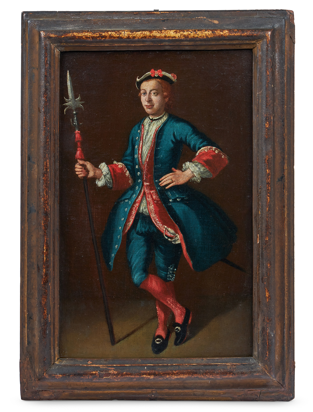 Inline Image - North Italian School (18th century), 'Footman with a pike', oil on canvas | Formerly the Messel family collection in the Tudor Room at their 104 Lancaster Gate residence, thence by descent to Oliver Messel. It was then purchased from Oliver Messel by Frederick and Phyllis Baden Watkins for Flaxley Abbey