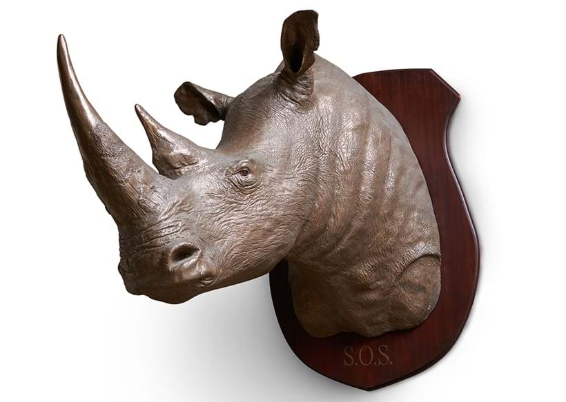 Inline Image - Lot 150: Based Upon and James Perkins Studio, 'The Golden Rhino S.O.S. Save our Souls', Bronze resin | Est. £5,000-8,000 (+ fees)