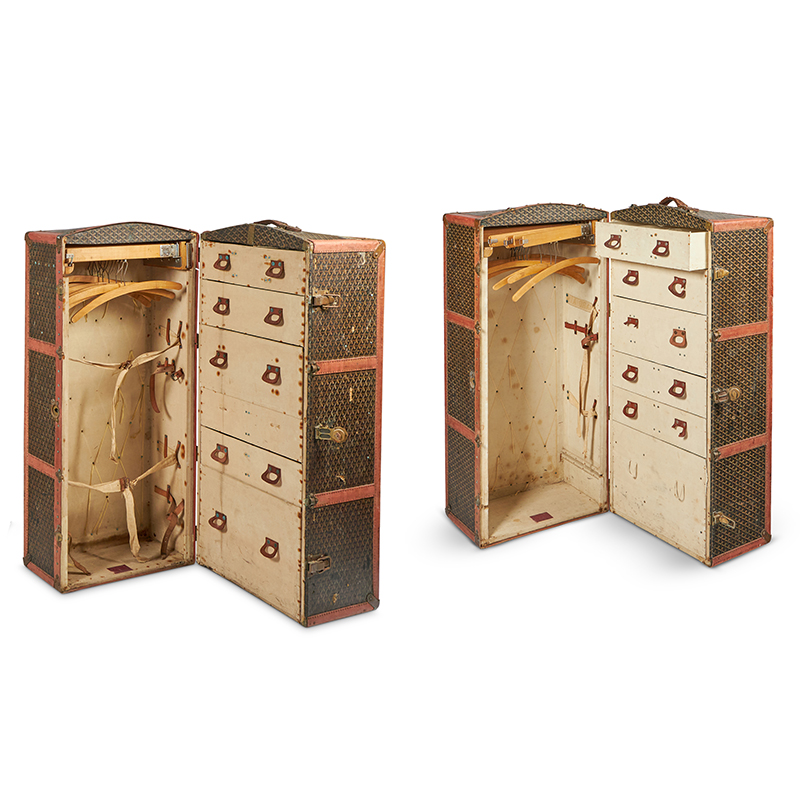 A pair of Malles Goyard monogrammed canvas, wardrobe trunks, first half 20th century