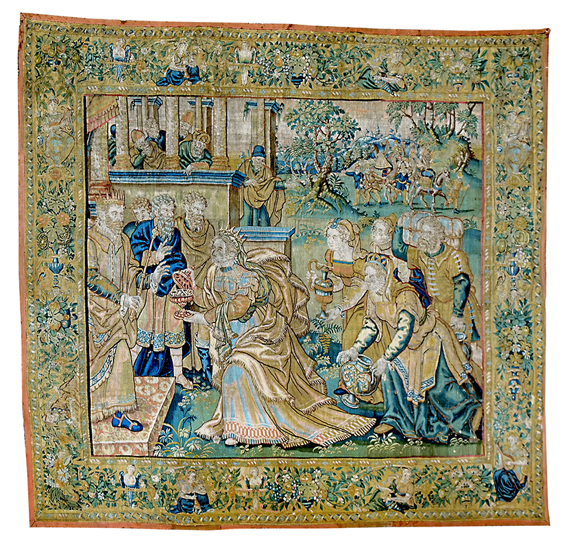 Inline Image - Lot 425: A Flemish tapestry depicting the Queen of Sheba bringing gifts to King Solomon, Oudenaarde, circa 1570 | Est. £12,000-18,000 (+ fees)