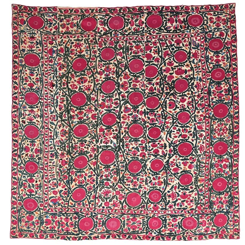 Inline Image - Lot 454: An exceptional Uratube Suzani, Uzbekistan, circa 1850 | Est. £6,000-8,000 (+ fees)