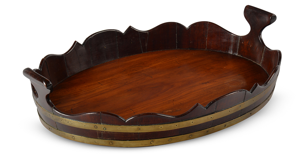 The Collection of Phillip Lucas - Lot 265 - A George III mahogany and brass bound tray, circa 1780.jpg