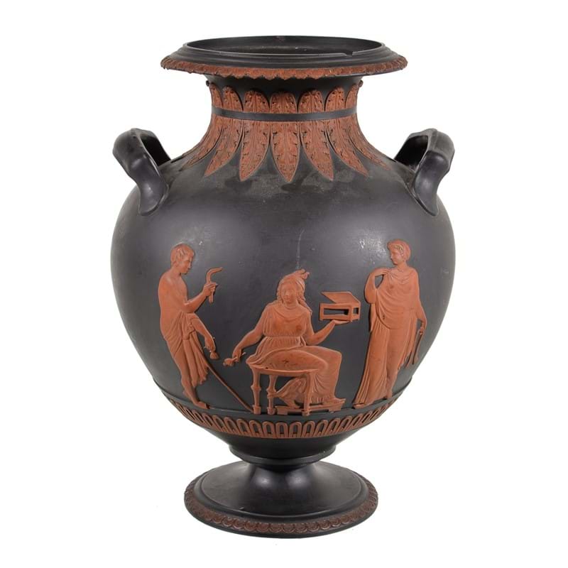 A Turner black basalt vase in the form of an amphora with a pair of shoulder handles, circa 1805