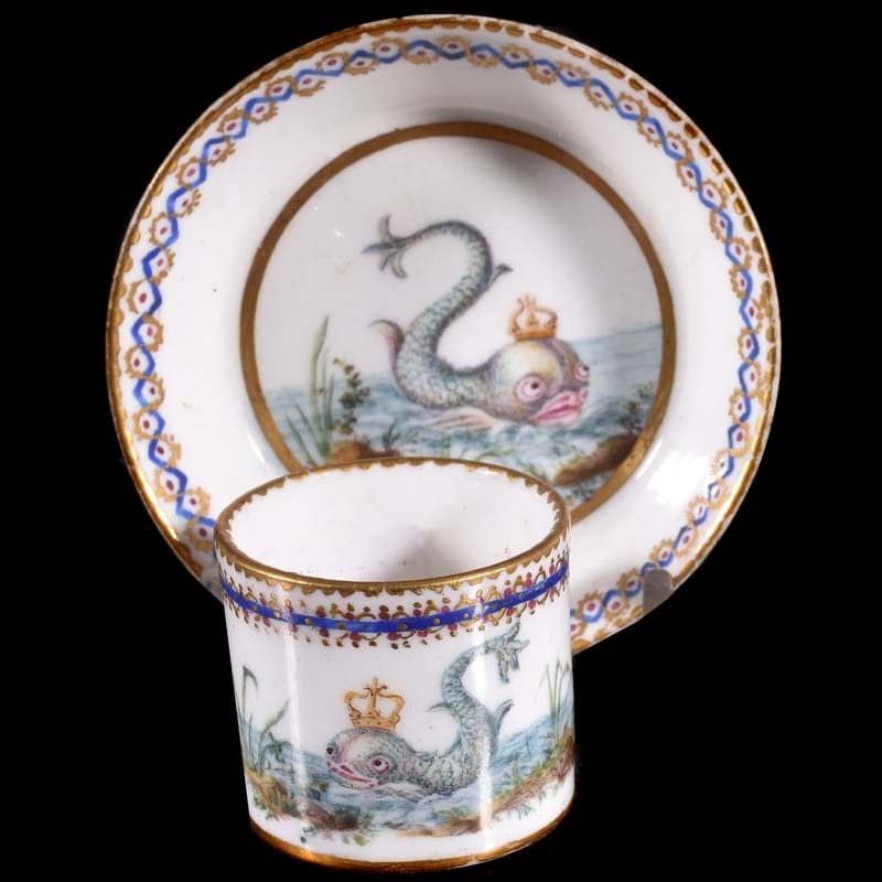 One of a pair of Sèvres soft-paste porcelain royal commemorative small cups and saucers, date letters for 1781 