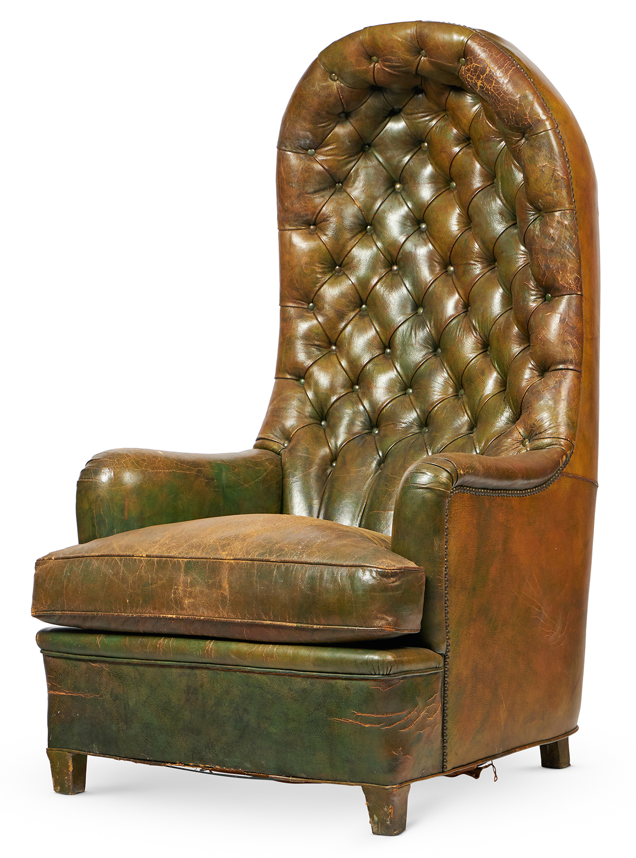 Inline Image - Lot 282: A close nailed green leather porter's armchair, second half 20th century | Est. £800-1,200 (+ fees)