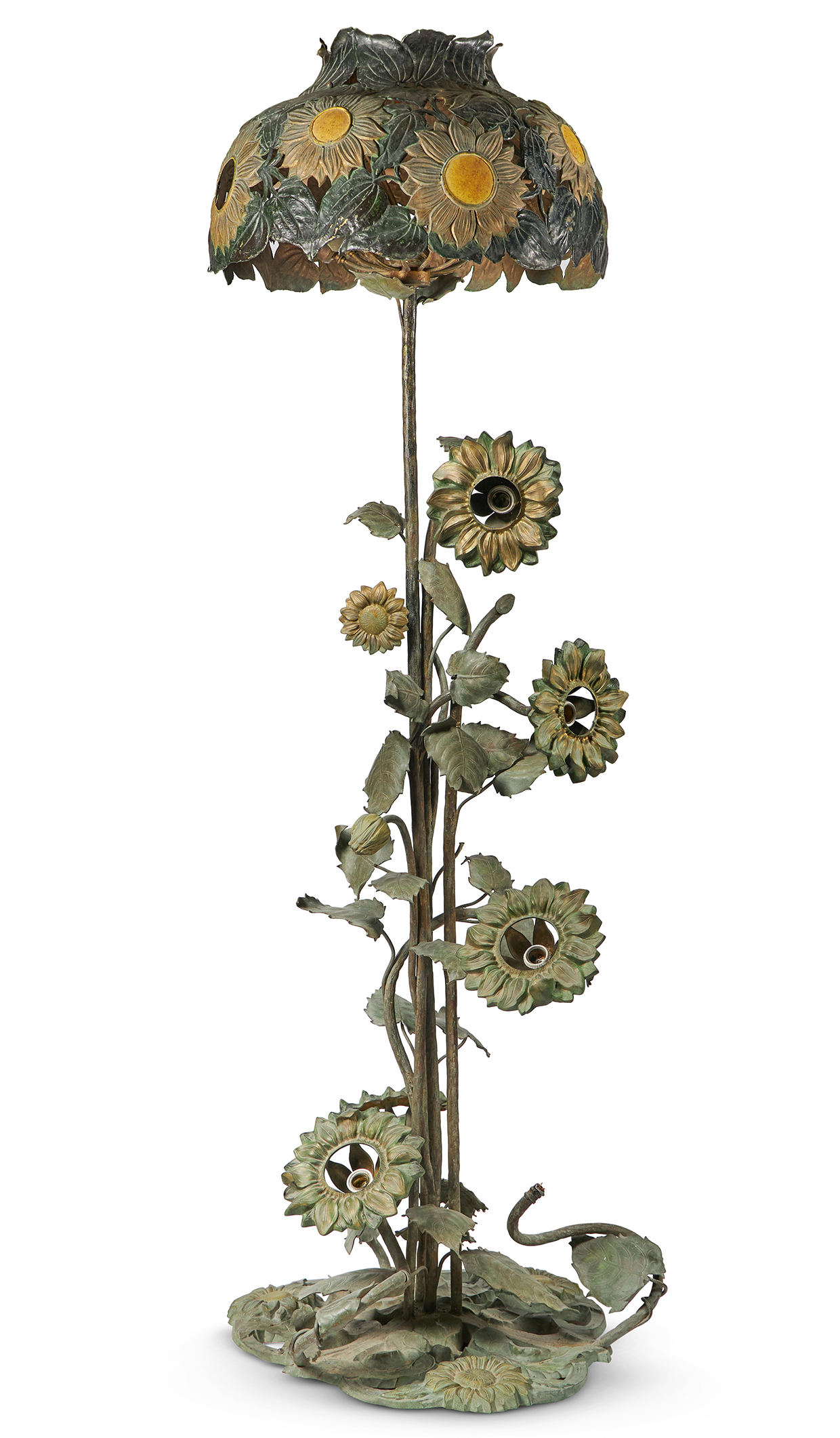 Inline Image - Lot 355: A repousse 'Sunflower' floor lamp, mid 20th century | Est. £1,500-2,000 (+ fees)