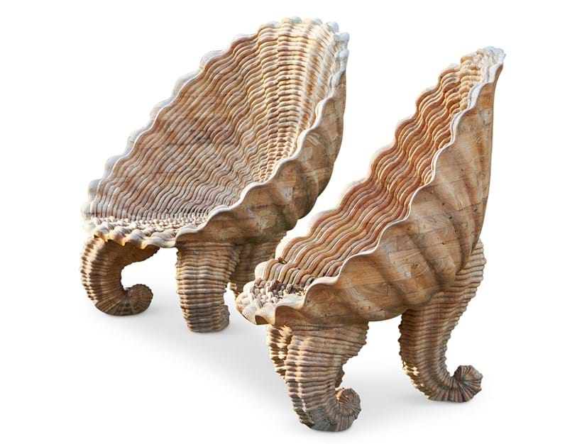 Inline Image - Lot 434: A pair of carved teak 'Oyster Shell' garden chairs, modern, by A Modern Grand Tour | Est. £2,000-3,000 (+ fees)