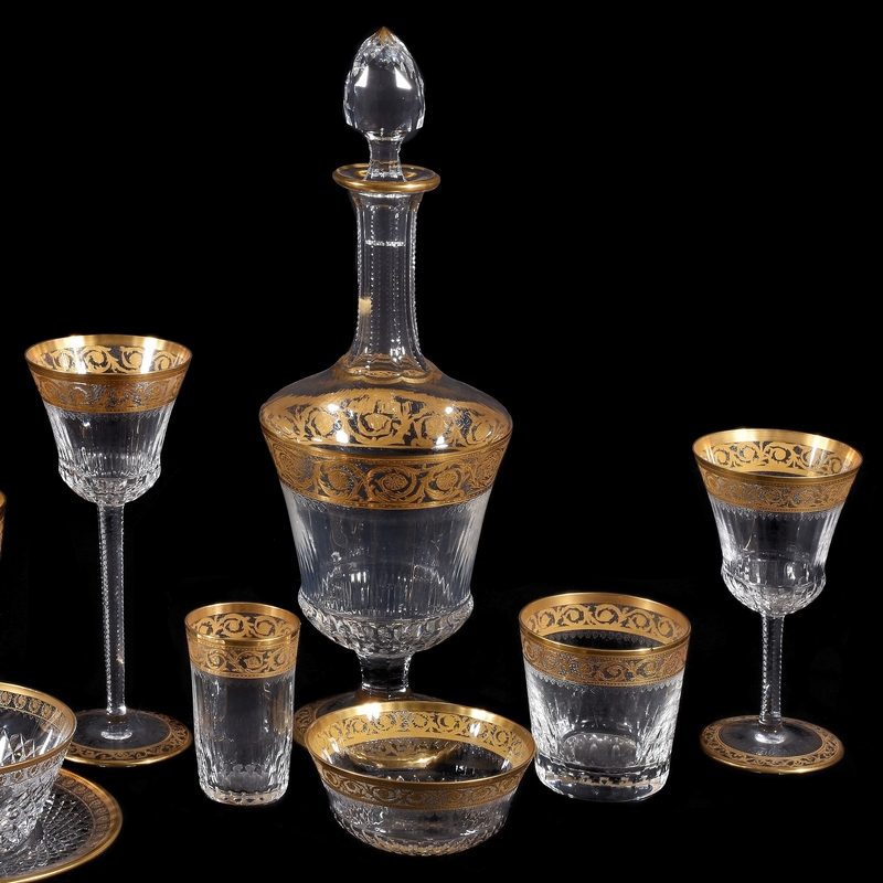 A modern St. Louis cut glass and acid-etched part table service 