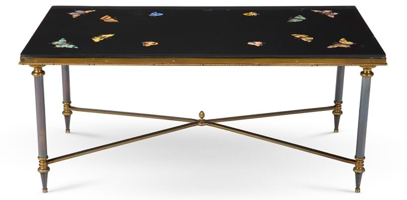 Inline Image - Lot 63: A gilt metal and specimen scagliola coffee table, circa 1960s | Est. £400-600 (+ fees)