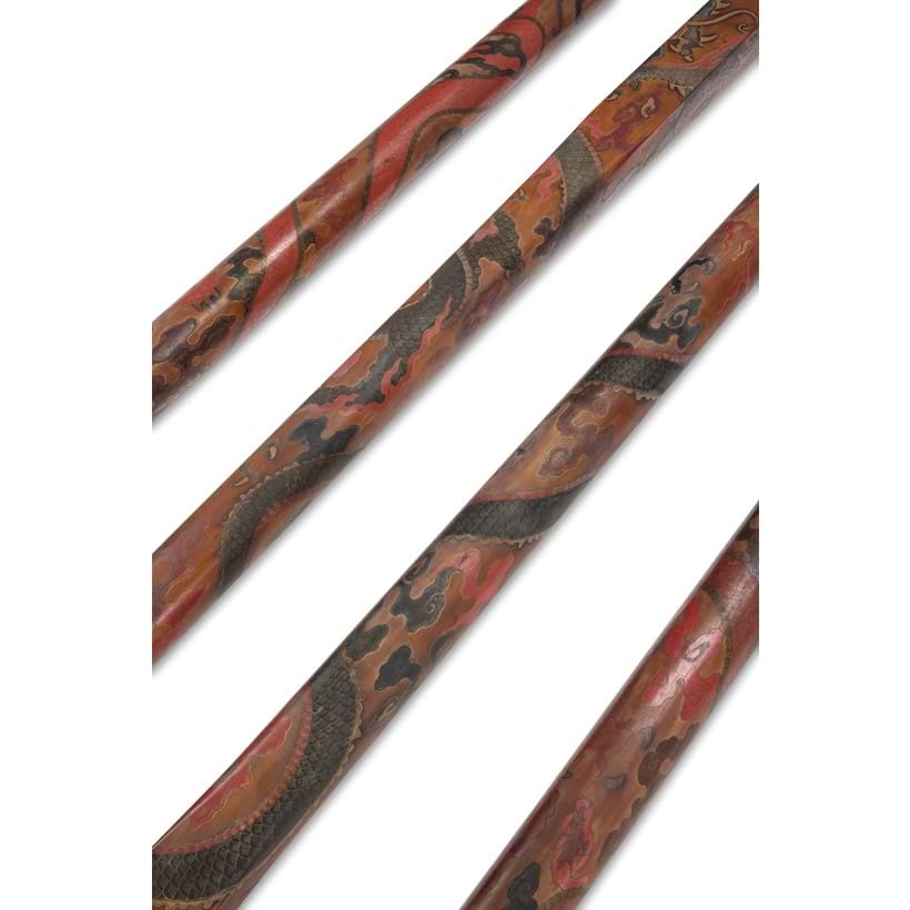 Inline Image - A pair of extremely rare Chinese imperial polychrome qiangjin and cloisonne sedan chair poles, Kangxi (1662-1722) | Est £8,000-12,000 (+fees)