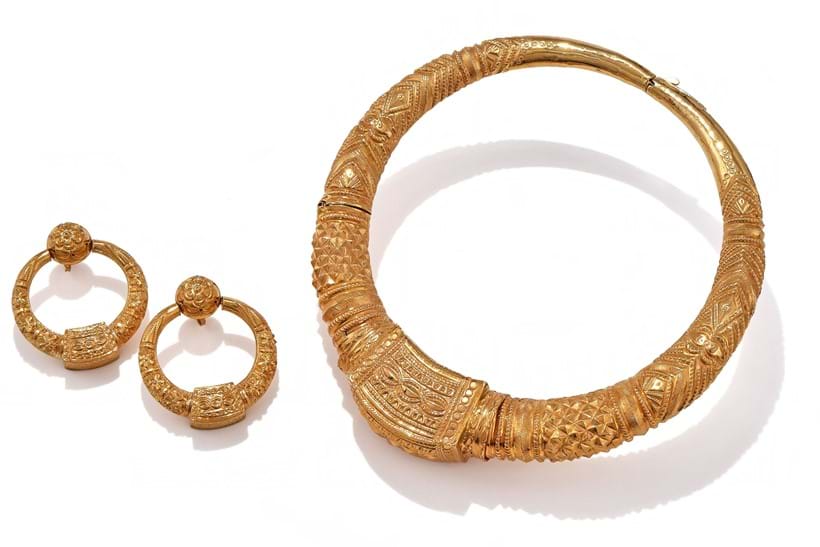 Inline Image - A collar necklace and pendent earrings |  Sold for £7,812