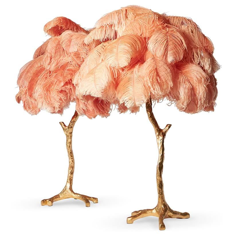 Inline Image - Lot 220: A pair of bronze dipped oyster pink feather table lamps, modern | Est. £800-1,200 (+ fees)