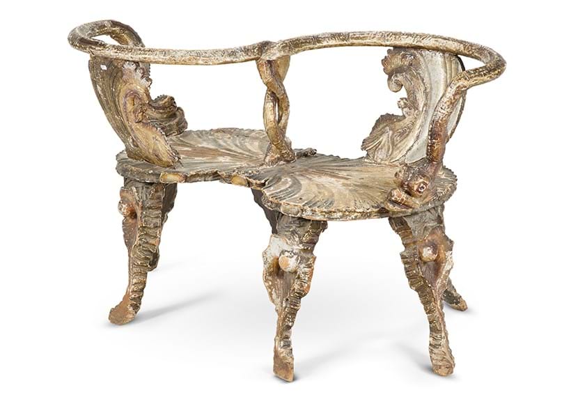Inline Image - Lot 377: a Venetian silvered gilt grotto conversation seat, Italian, late 19th century | Est. £1,000-1,500 (+ fees)