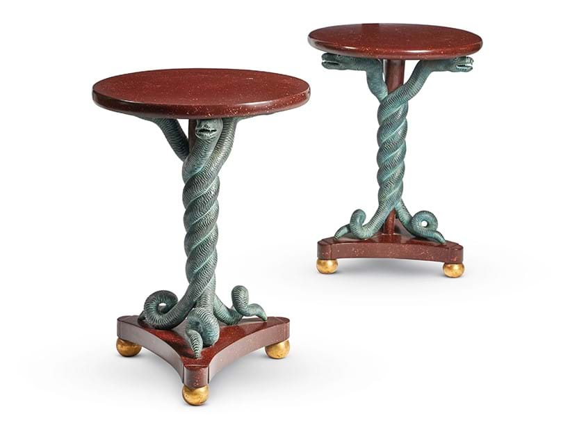 Inline Image - Lot 21: a pair of painted 'Thomas Hope' lamp tables, modern, by a modern grand tour | Est. £400-600 (+ fees)