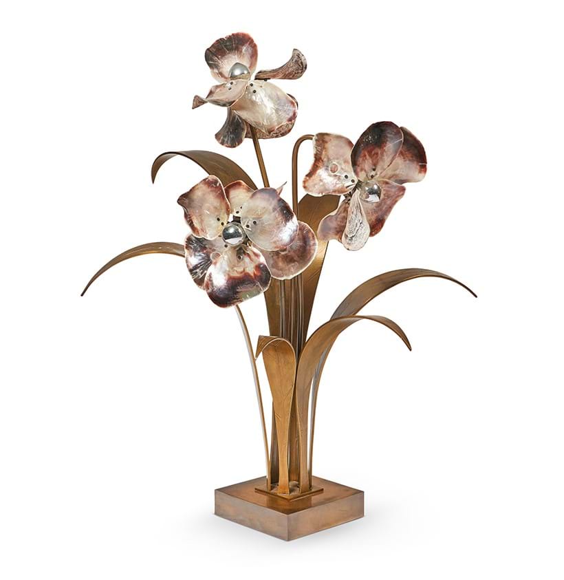 Inline Image - Lot 311: a floral lamp, circa 1970 (Willy Daro, Belgian, 1912-1990) | Est. £1,200-1,800 (+ fees)