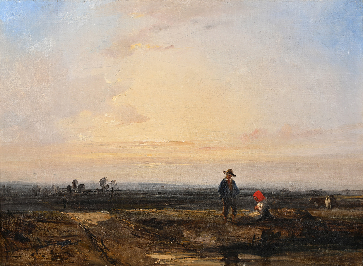 Richard Parkes Bonington (1802-1828), Figures by a Road and Pond at Sunset - The Richard Feigen Collection.jpg