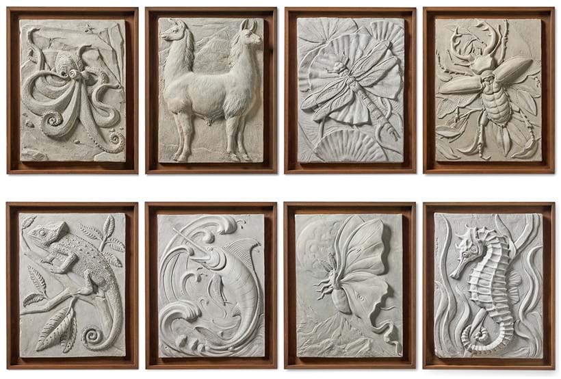 Inline Image - Lot 102: A set of eight plaster plaques of animals, insects and invertebrates modern, by A Modern Grand Tour, from 'The Dolittle' collection | Sold for £15,120