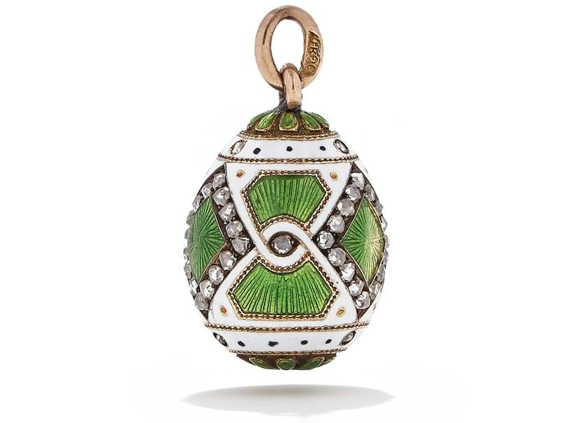 Inline Image - Fabergé, a gem set enamel egg pendant, workmaster Michael Perkhin, St. Petersburg 1898-1903 | Sold for £20,160